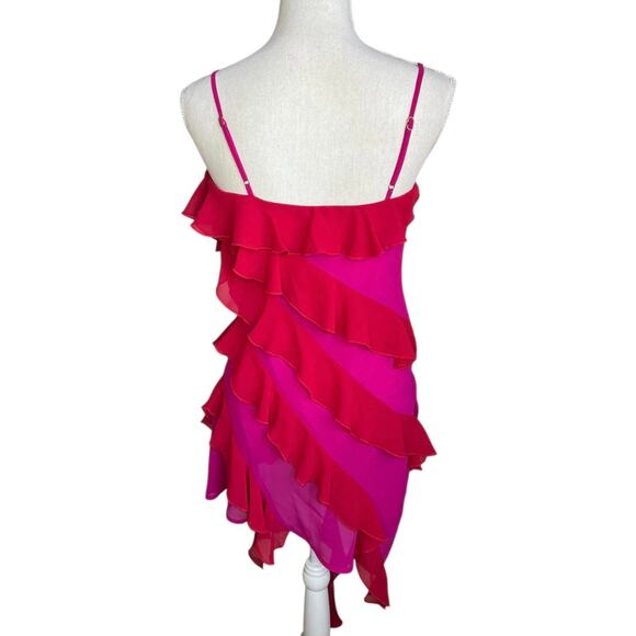 Lovers & friends Marisol mini dress red & pink Y2K ruffle sexy baddie cocktail - Picture 5 of 7